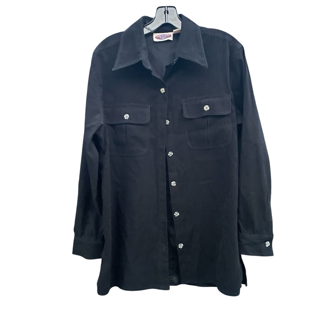 Casualaire Womens Vintage Black Button Down Tunic Sz M